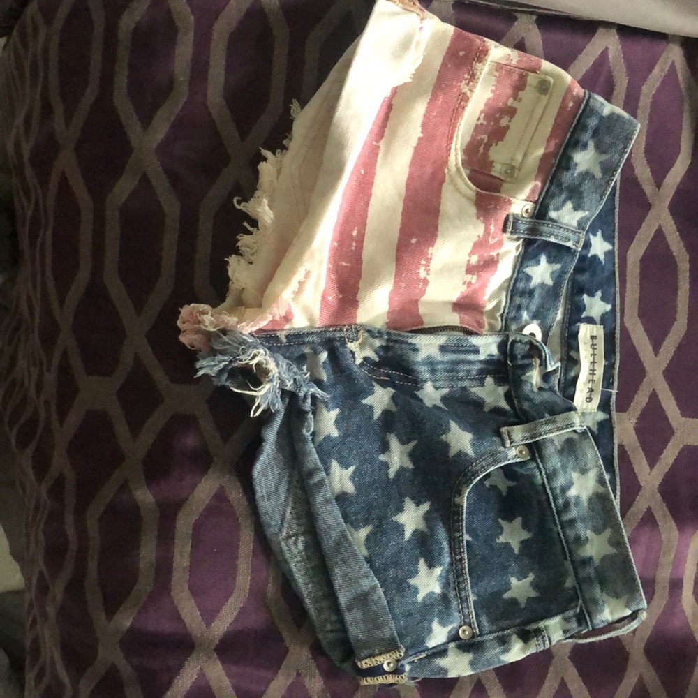 American flag shorts.